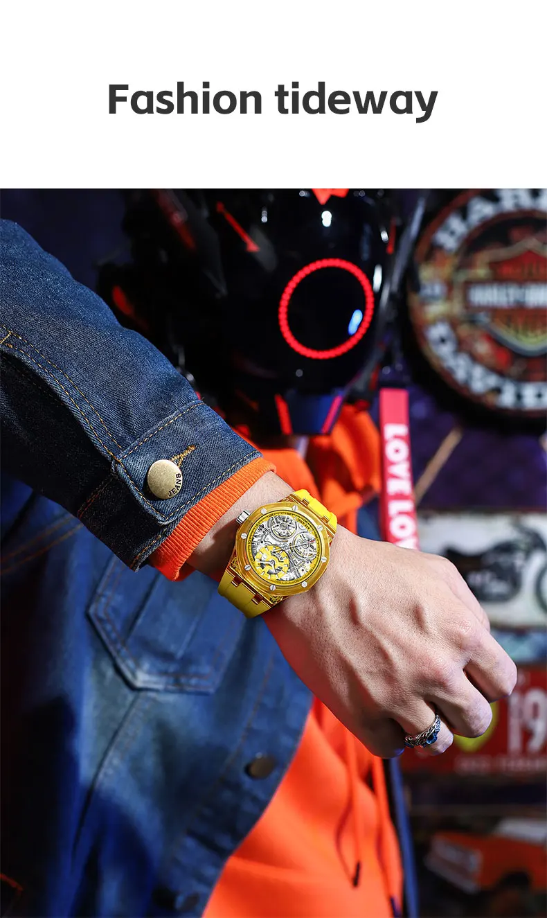 Ai Lang Persönlichkeit Mode Casual Uhr Herren wasserdichte leuchtende mechanische Uhr – Detail 2