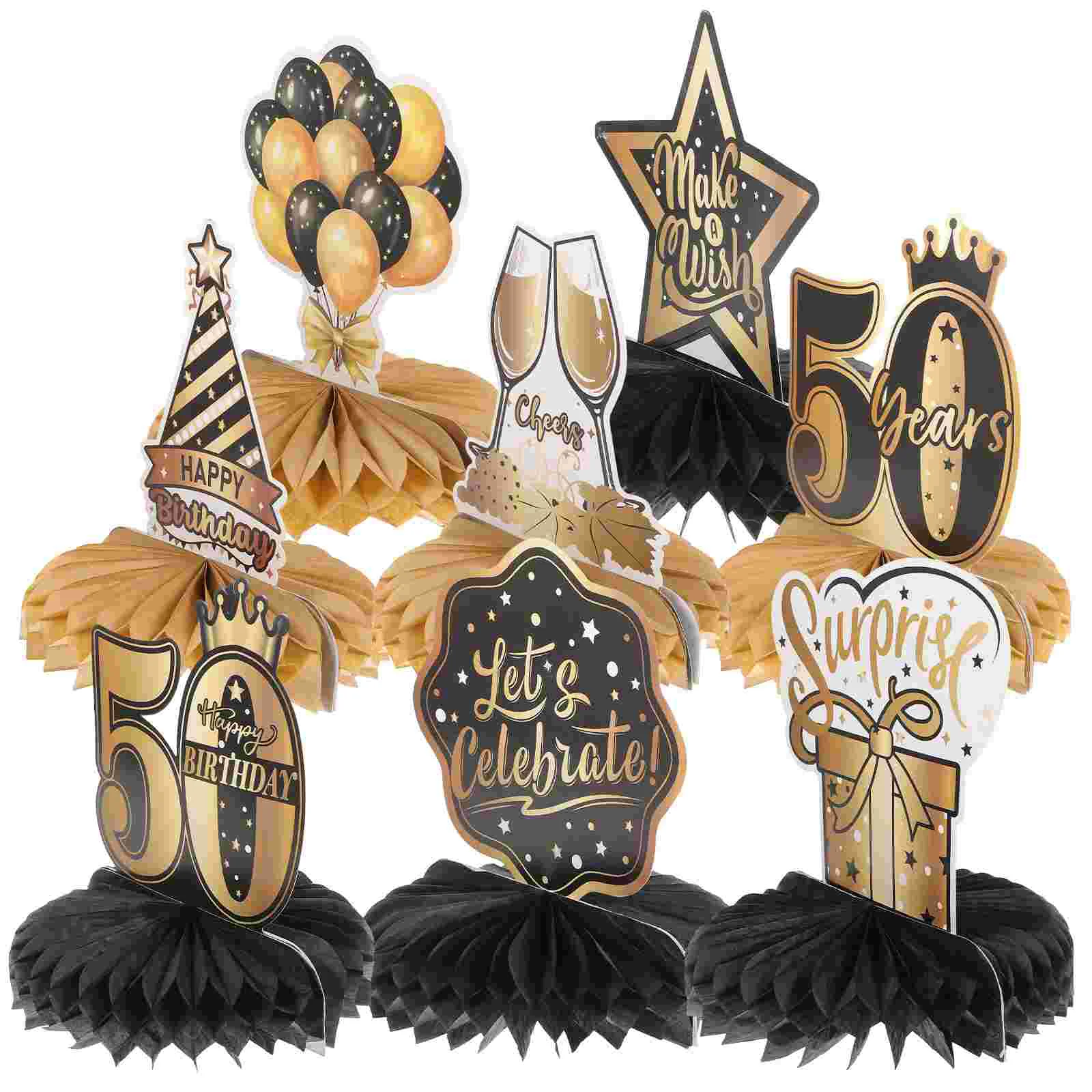 

8 Pcs Ornament Birthday Decoration 50th Honeycomb Dining Table for Party Supplies Decorations Miss