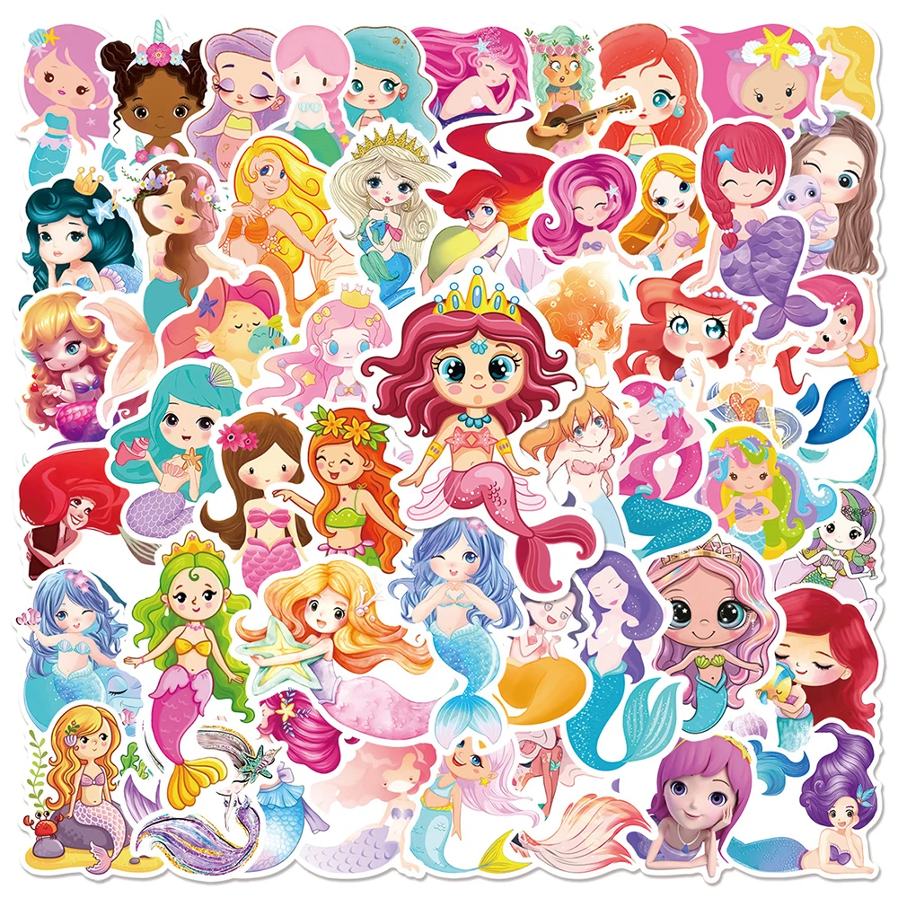 

10/30/50pcs Disney Cartoon The Little Mermaid Stickers Kawaii Girls Decals Decorative Laptop Phone Case Diary Cute Kids Sticker