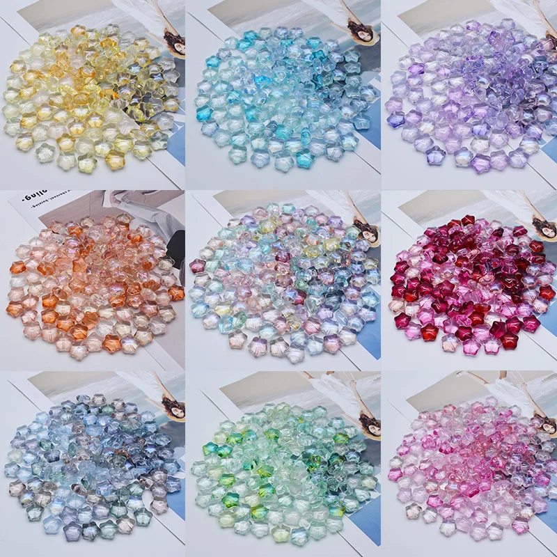 Colorful Five-Pointed Star Glass Beads - Set of 10