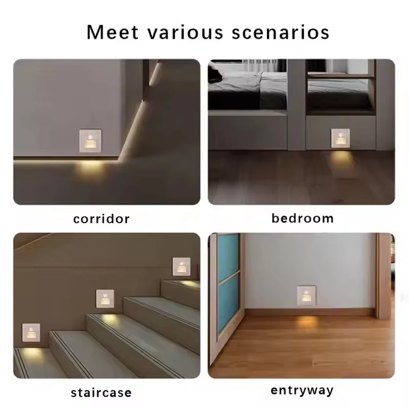 Motion Sensor Light LED Stair Light PIR Motion Detector Sensor Infrared Human Body Induction Light Embedded Step Ladder Bedroom Decoration