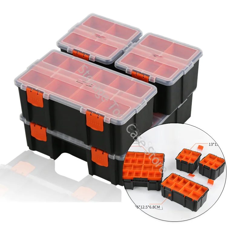 

Portable Parts Tools Organizer Box Screws Sorting Accessories Storage Box Hardware Toolbox Lattice plastic Detachable Tool Box