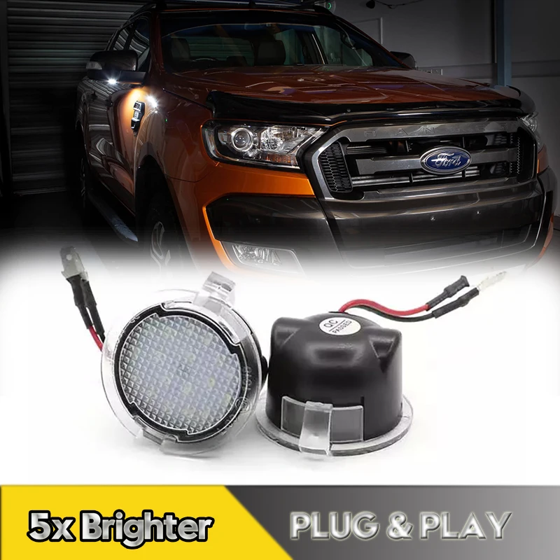 

2x For Ford Mondeo F-150 Explorer Mustang Ranger LED Under Side Mirror Lights Puddle Lamps Fusion Edge Expedition Taurus Everest