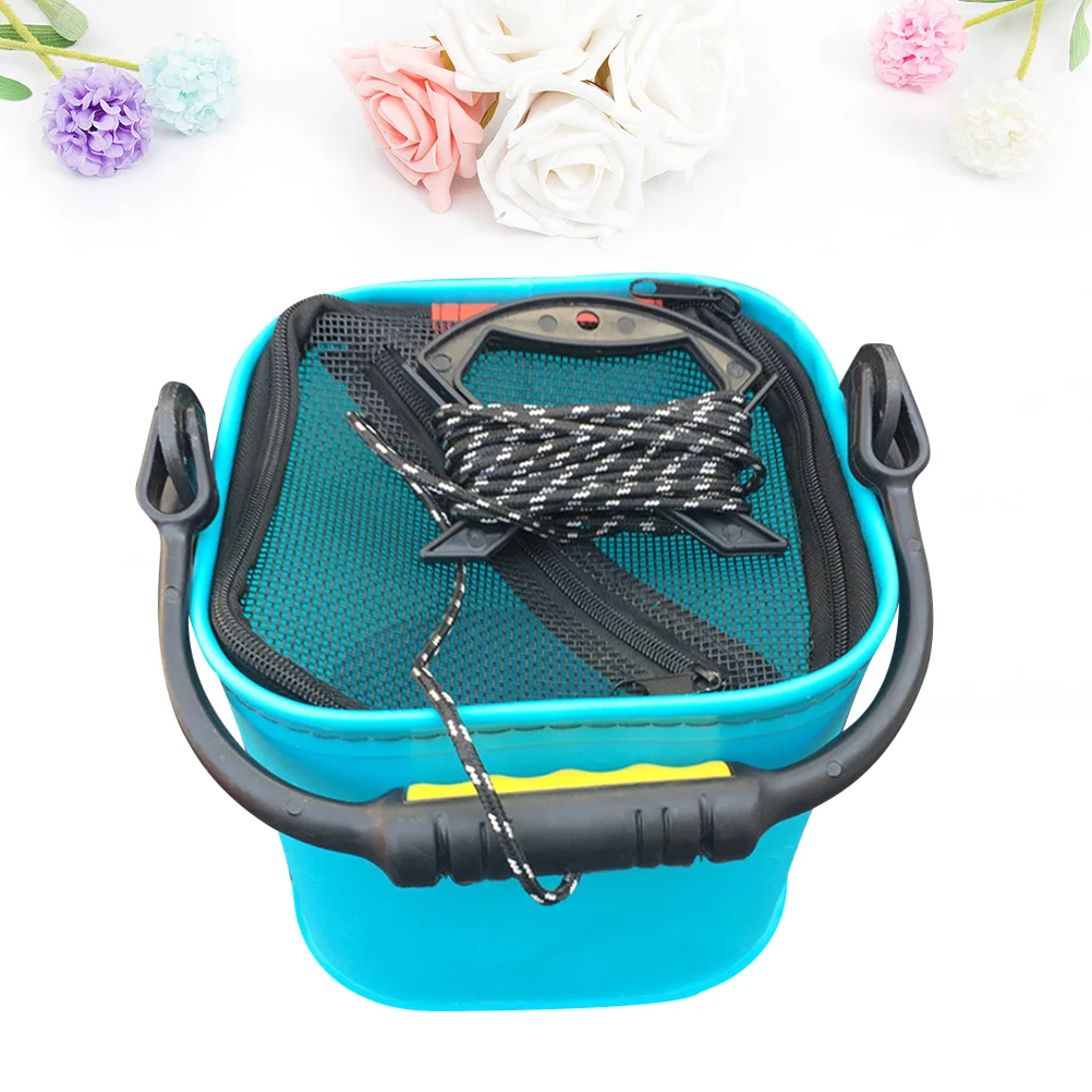

1PC Fishing Barrels EVA Portable Fishing Barrels Zipper Anti-slip Rope Fishing Bucket Thickened Folding Live Fish Bucket