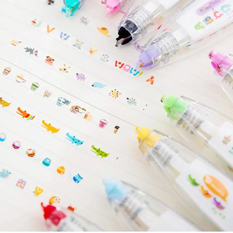 Cartoon Kawaii Correction Tape for Children Students Staff Press Type Correction Tape Paper Stationery DIY 1pc