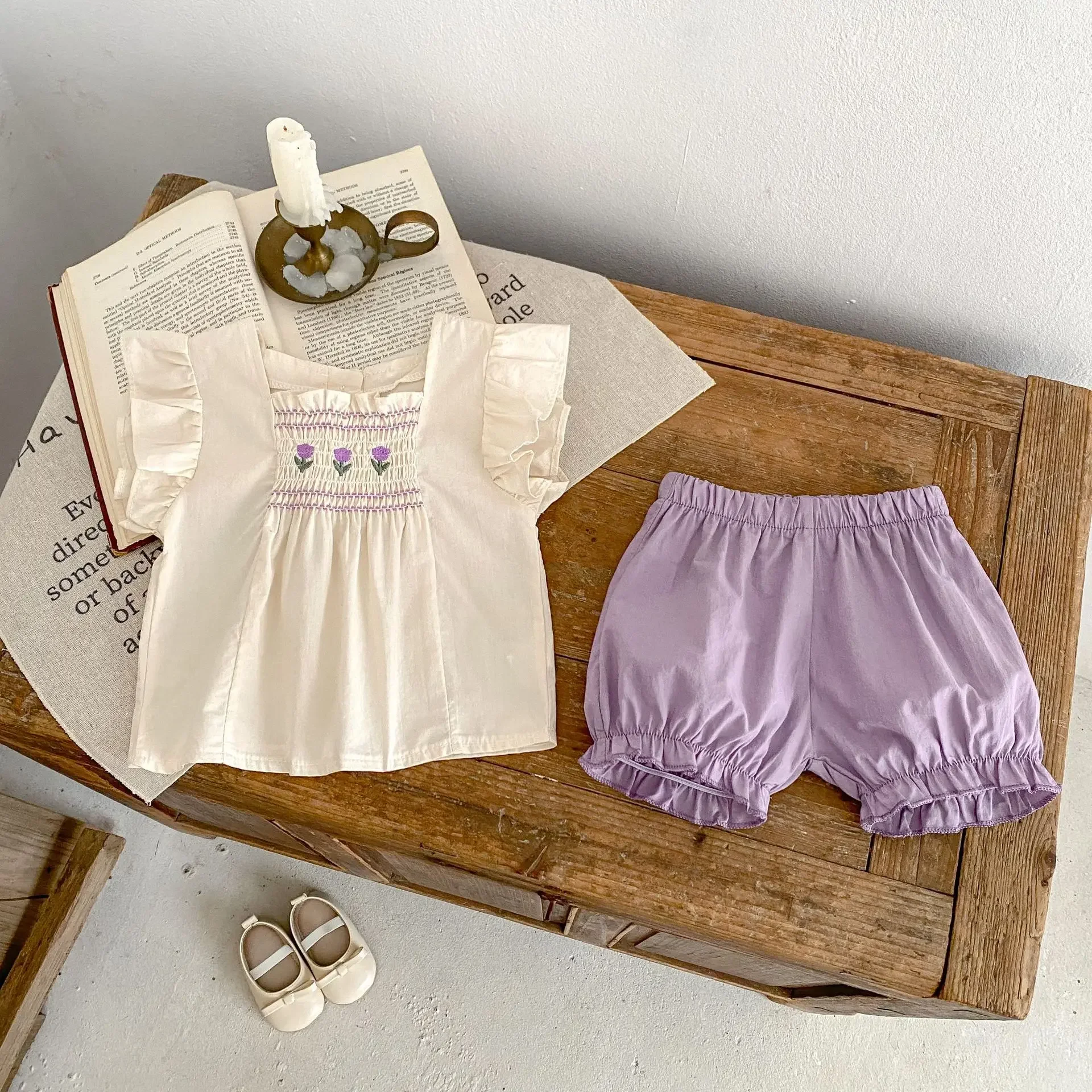 Baby Girls Cotton Clothes Set Tulip Tops And Shorts