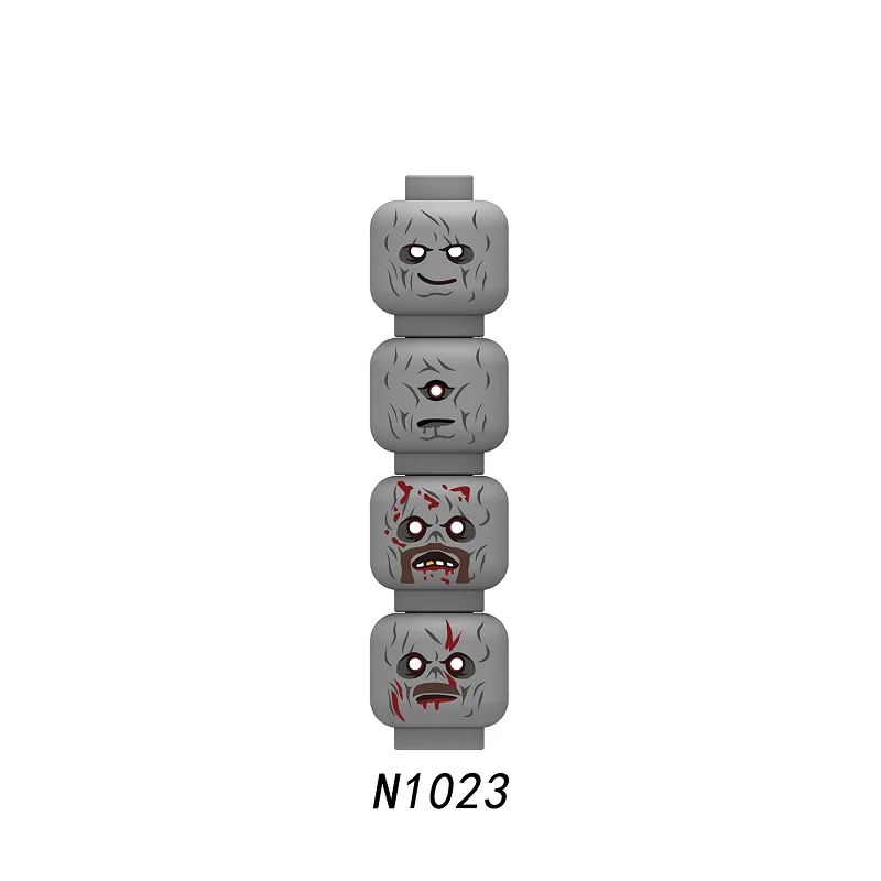 MOC Gesichtsausdruck Gesicht Kopf Figuren Zubehör Mini Bausteine Ansicht Kopf Kopfbedeckung Halloween Skelett Ziegel Freund Spielzeug – Detail 3