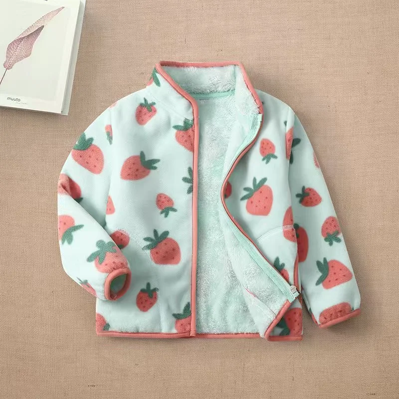 Boys and Girls Winter Warm Fleece Jackets Children Cute Cartoon Zipper Hot Selling Soft Thick Kids Baby Coats for 2-8