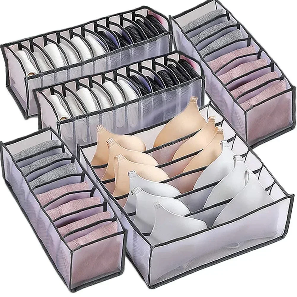 Japanese Style Home Use Underwear Socks Bra Storage Box Three in One Organizer Grid Partition Closet Essential Tool