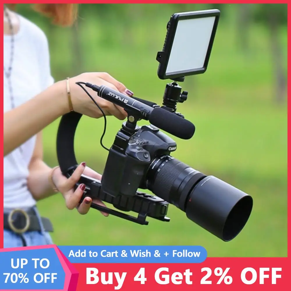 U/C Shaped Flash Bracket Holder Handle Handheld Action Stabilizer Grip