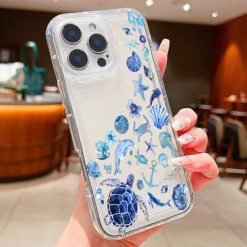 Summer Marine Animals Soft TPU Clear Case - Sea Elements Design
