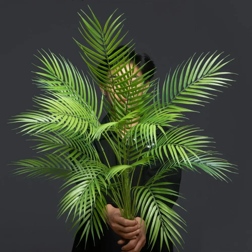 Large Artificial Palm Tree Tropical Fake Plants Green Plastic Palm Leafs Big Monstera Tree Branch For Home Garden Decor