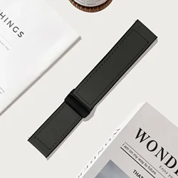 Leather Silicone Magnetic Wristband Strap Accessory, 20mm/22mm - 22mm COROS APEX Pro (Black)