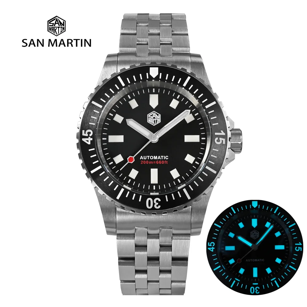 San Martin San Martin  automatic mechanical bracelet Original design, waterproof, 20 Bar, bright, BGW9，Miyota 8215 diver's watch