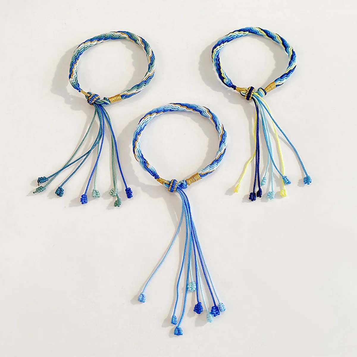 Men Women Reincarnation Hand Woven Bangle Rope Gradient Color DIY Materials Bag Couple Bracelets Jewelry Gift for Friends Lovers