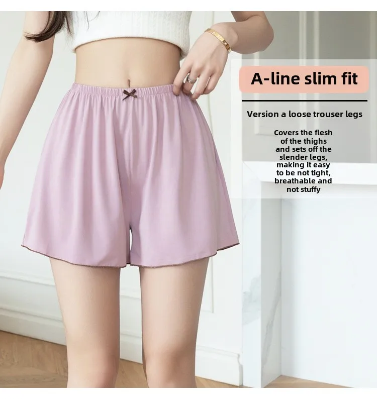 Pyjama Hosen Frauen Eis Seide Hosen Sommer Dünne Leggings Lose Atmungsaktive Plus Größe Mädchen Hause Shorts Weiß Pyjama Hosen Damen – Detail 14