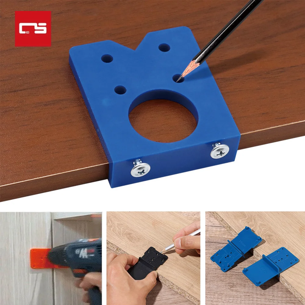 Hinge Hole Drilling Guide 35mm Woodworking Punch Opener Locator for Cabinets Installation DIY Template Woodworking Tools 1 pcs 16mm 35mm lengthened woodworking hexgon shank hinge hole saw cutter carbide woodworking tools router bits board drill bit