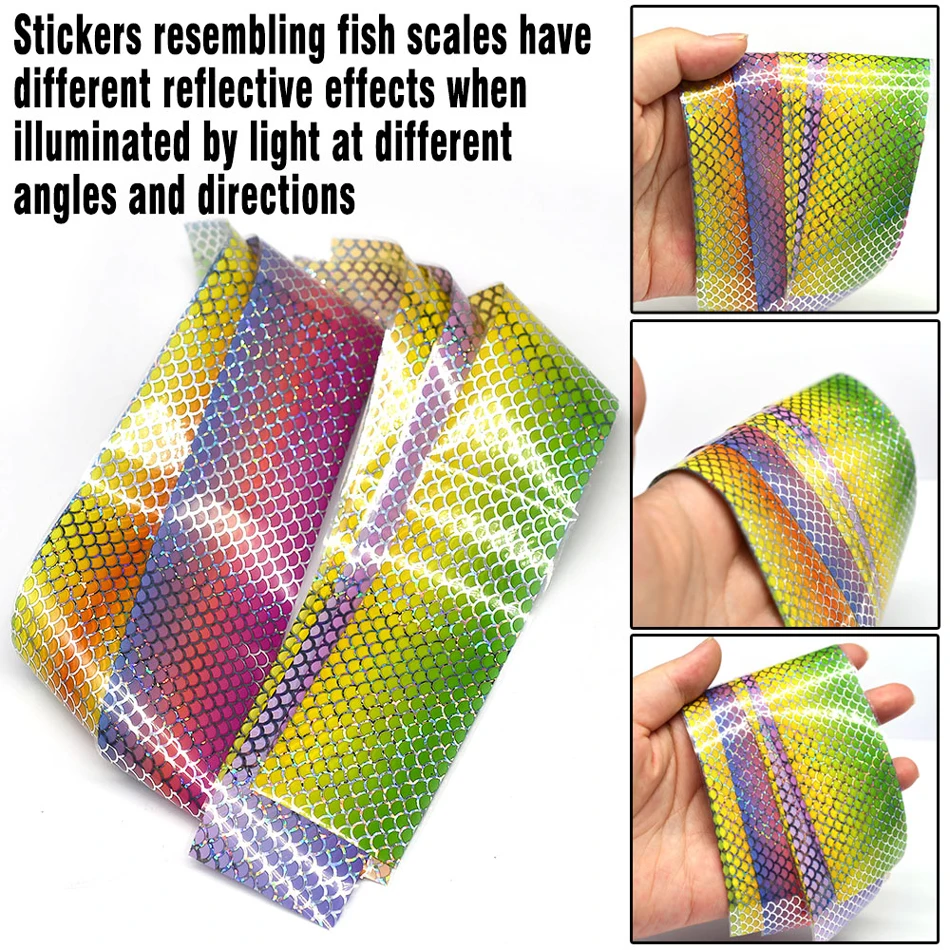 10 farben/Pack Fisch Skala Köder Farbige Laser Papier Film Keine Aufkleber Jig Harten Köder DIY Angeln Locken Zubehör – Detail 3