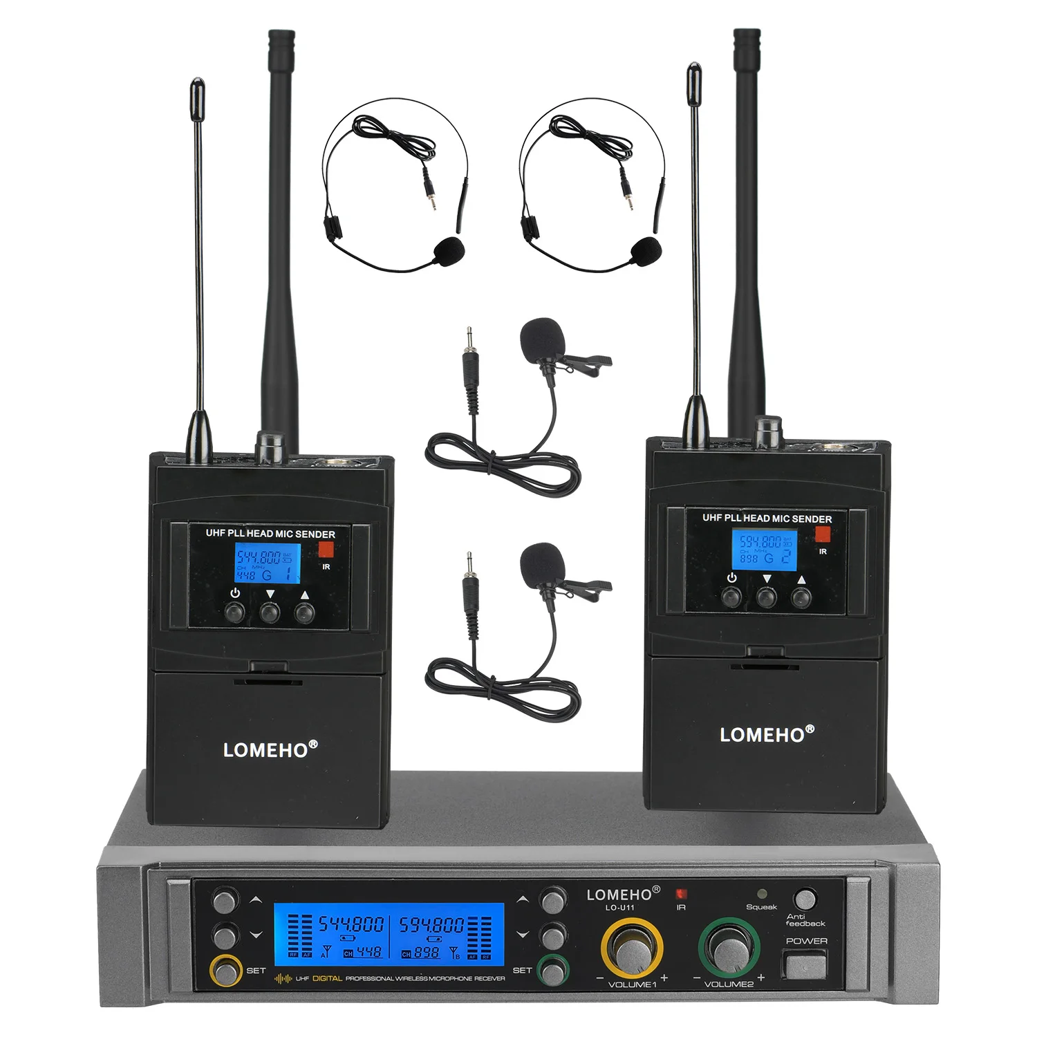 LOMEHO2WayWirelessMicrophoneIRSync2450ChannelsBodypackUHF