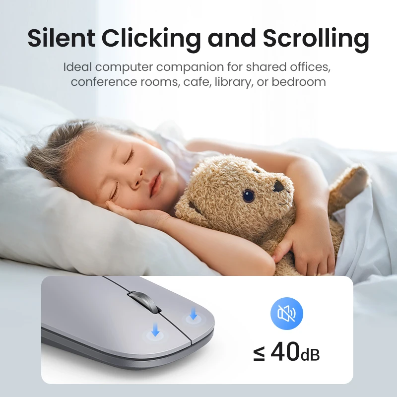 Ugreen Mouse sem Fio Bluetooth 2.4g Silencioso Ratos 4000 Dpi Esquerda Mão Direita para Macbook Tablet Computador Portátil Computador sem Fio Mouse - Imagem 4