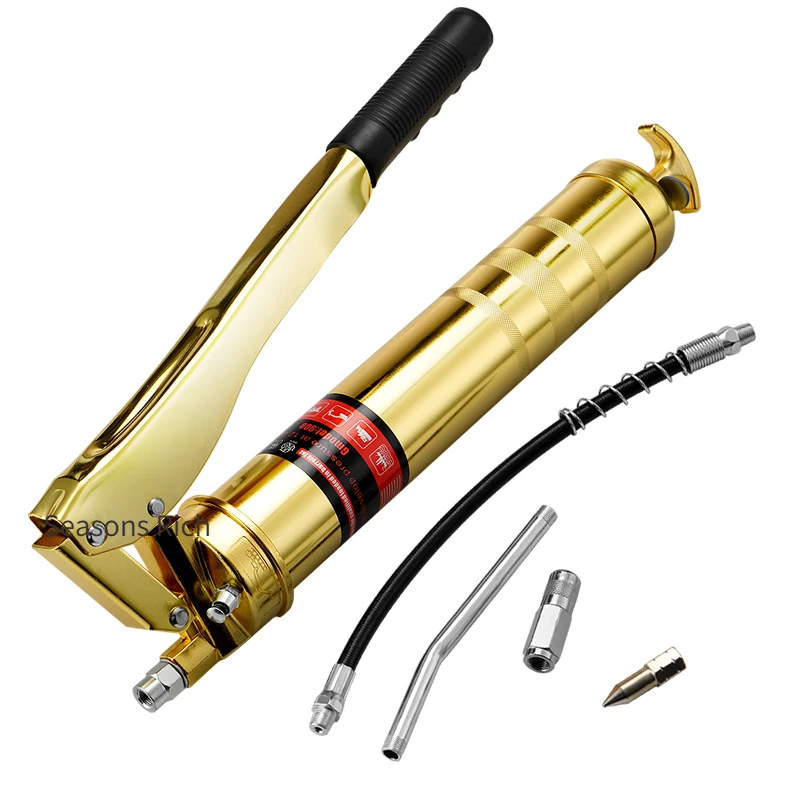 

Black Red Blue Heavy Duty 6000PSI Grease Gun Pistol Grip 600cc 14oz Lubrication W/12" Flex Hose and a 5-1/2" Metal Extension