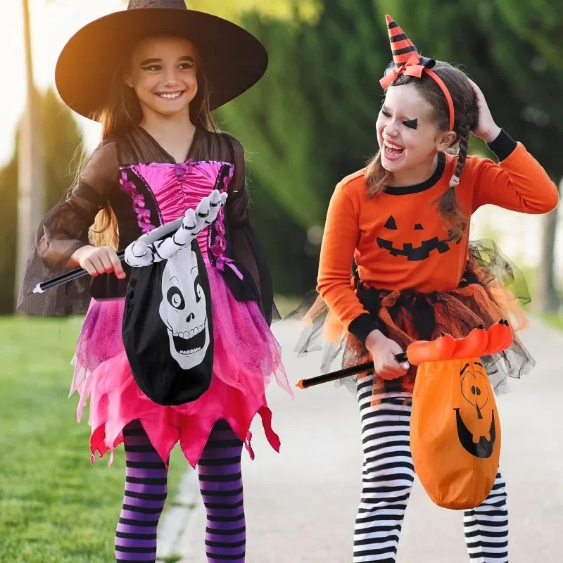 Halloween Party Supplies Hand Shape Toy Pumpkin Skeleton Candy Bag with Handle Children Trick or Treat Bags Party Supply