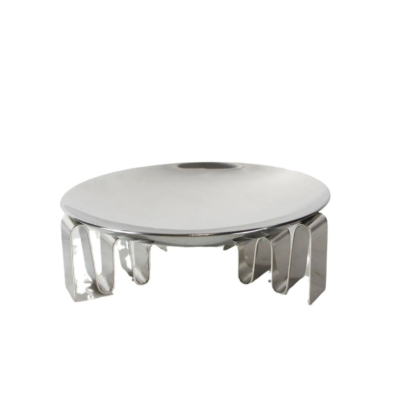 Modern simple European stainless steel silver round fruit tray ornament model house sales office soft decoration 5