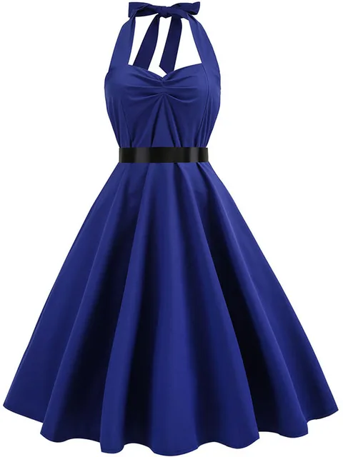 Robe d'été décontractée femmes à pois rétro Robe trapèze Pin Up Robe Vintage années 60 50 Rockabilly Robe d'été