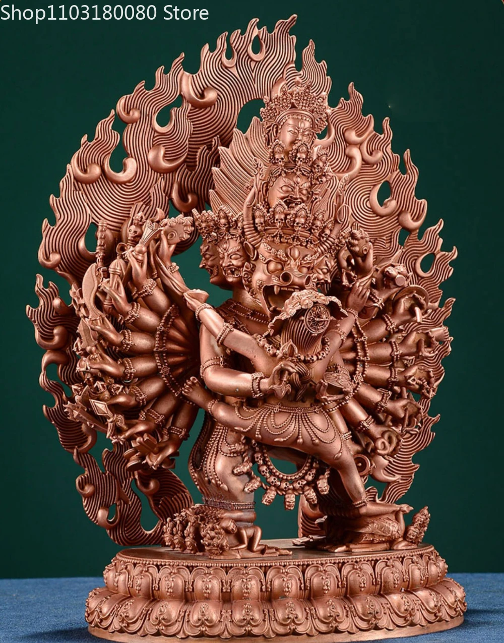 

27cm Red copper Yamantaka buddhia statue Tibet buddhism tantra sculpture Nepal Large size