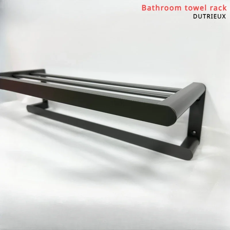 ราวแขวนผ้าสองชั้นชั้นวางผ้าขนหนูอาบน้ำในห้องน้ำอะลูมินัมอัลลอยพื้นที่สองชั้น 1