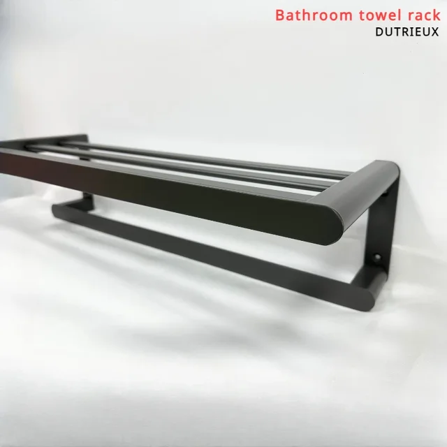 ราวแขวนผ้าสองชั้นชั้นวางผ้าขนหนูอาบน้ำในห้องน้ำอะลูมินัมอัลลอยพื้นที่สองชั้น 1