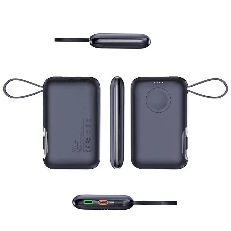 5000mAh 마그네틱 보조배터리 시계 Apple Galaxy 시계용 무선 충전기 미니 보조배터리폰 외부 보조배터리팩