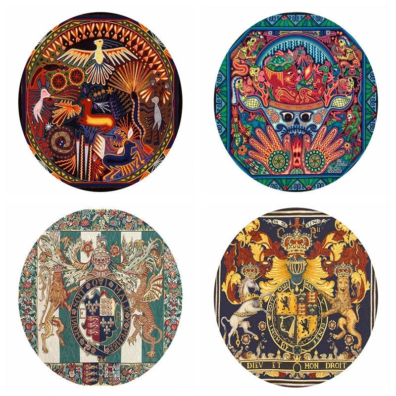 The Merry Visions Psichedelic Eagle Crest Stemma Royal Crusader Lion Shield Armor Round Flanella Floor Tappeti Di Ho Me Lili