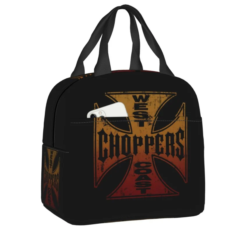 

West Coast Iron Cross Choppers Thermalsulated Lunch Bag Women Resuable Lunchte for School Multifunction Food Bento Box