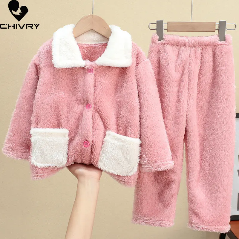 Kids Boys Sleepwear Baby Girl Winter Children Pajamas Flannel Fleece