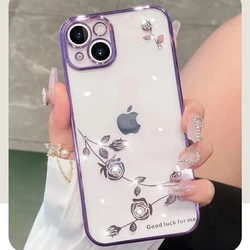 Glitter Rhinestone Transparent Phone Case with Sparkling Design for Samsung A14 4G (PURPLE)