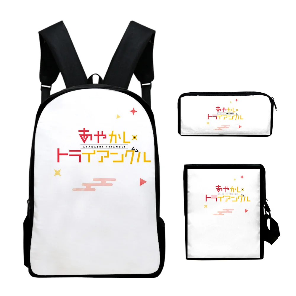Popular Ayakashi Triangle Anime 3D Print 3pcs/Set pupil School Bags Laptop Daypack Backpack Inclined shoulder bag Pencil Case