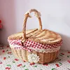 Woven Wicker Basket Picnic Camping Storage Basket Breadfruit Food Breakfast Flower Display Box Kitchen Organizer Home Decor 3
