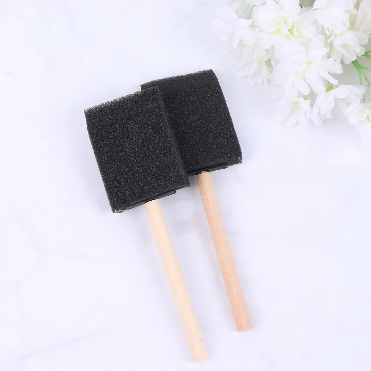 20Pcs 2 인치 나무 손잡이 스폰지 페인팅 브러쉬 DIY 아트 공예 스티플링 드로잉 흡수성 재사용 가능한 페인팅 도구