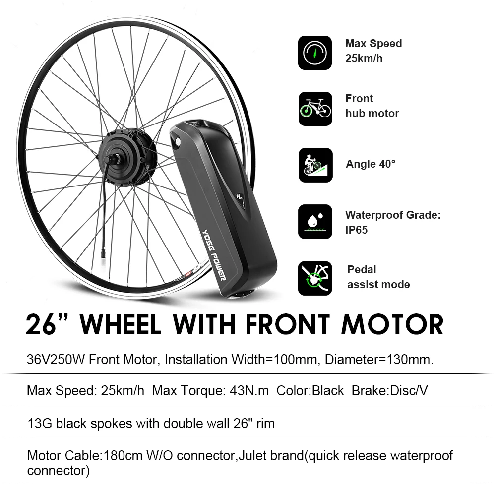 Yose Power Kit Conversión Bicicleta Eléctrica Motor 250W 36V - Main Image