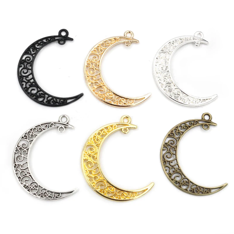 41x30mm 10pcs 6 Colors Plated Moon Style Handmade Charms Pendant:DIY for bracelet necklace