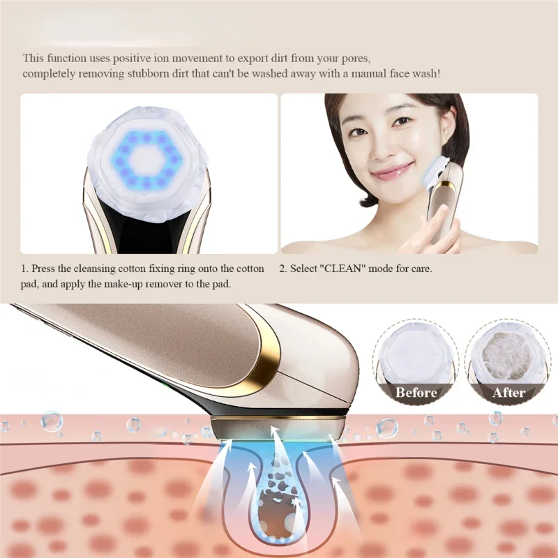 Face Skin Care EMS Facial Lifting Massager LED Photon Wrinkle Remover Hot Compress 1200Hz Vibration Anti-aging Device