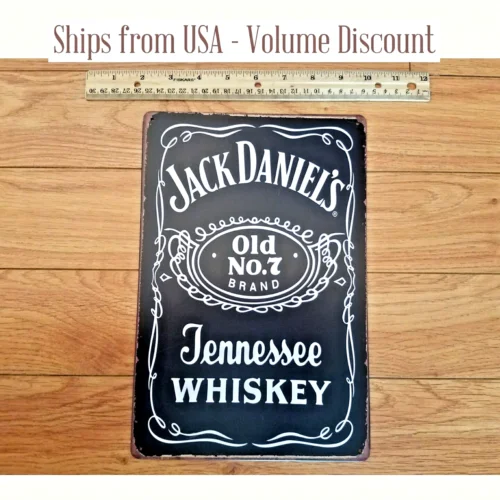 q1,Jack Daniels Whiskey Bottle Label Tin Sign Old No #7 Metal
