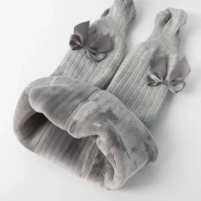 Winter Velvet Warm Tights Girls Winter Cute Bowknot Cotton Children Pantyhose Newborn Toddler Baby Girls Tights 0 To 12 Yrs kids pantyhose toddler tights