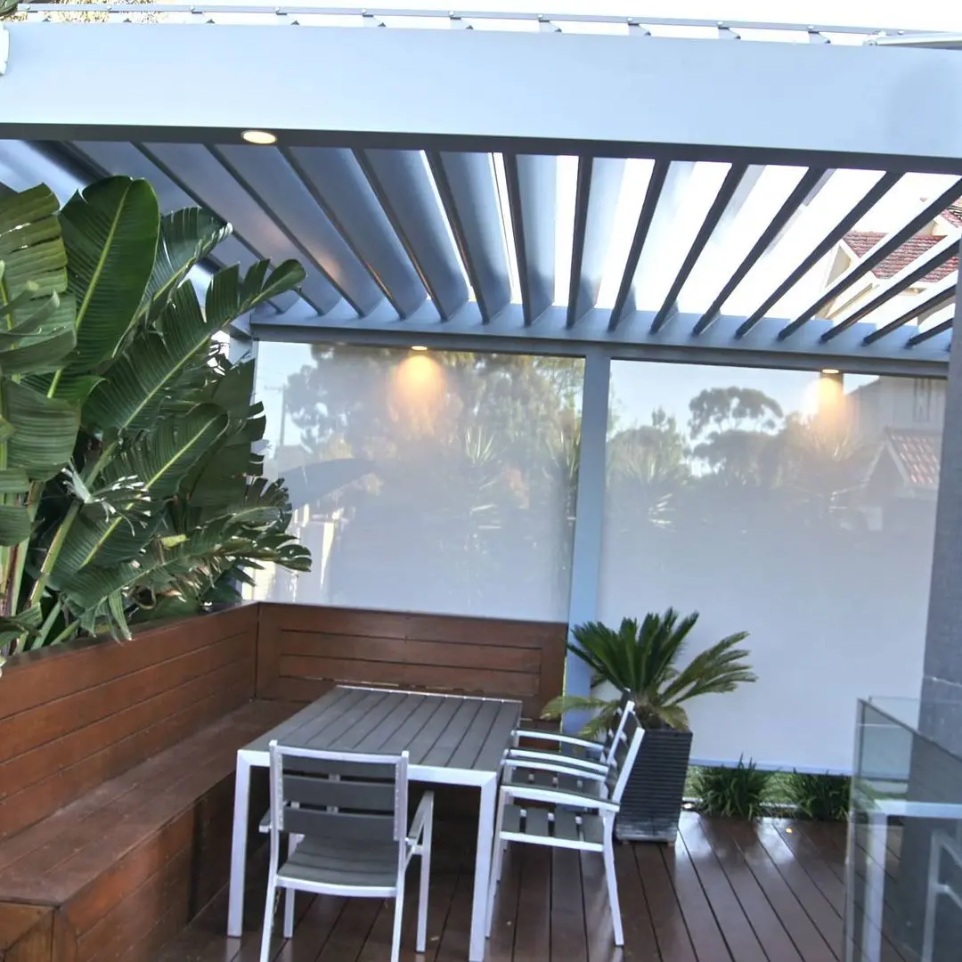 Electric Outdoor Windproof Roller Blinds with Cover Zipper Guide Technology Motorized Suit for Balcony Garage
