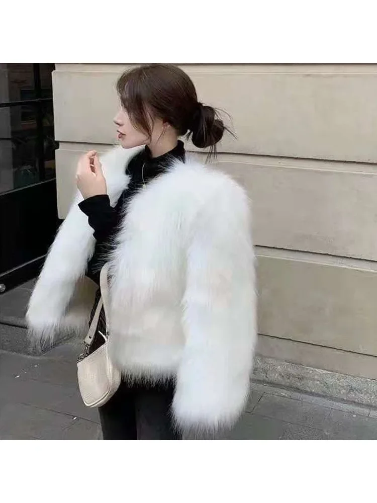 Woman Clothing New Autumn and Winter Fashionable Imitation Fox Fur Coat for Women Short Korean Style Slim Coat Trendy Fur Coat