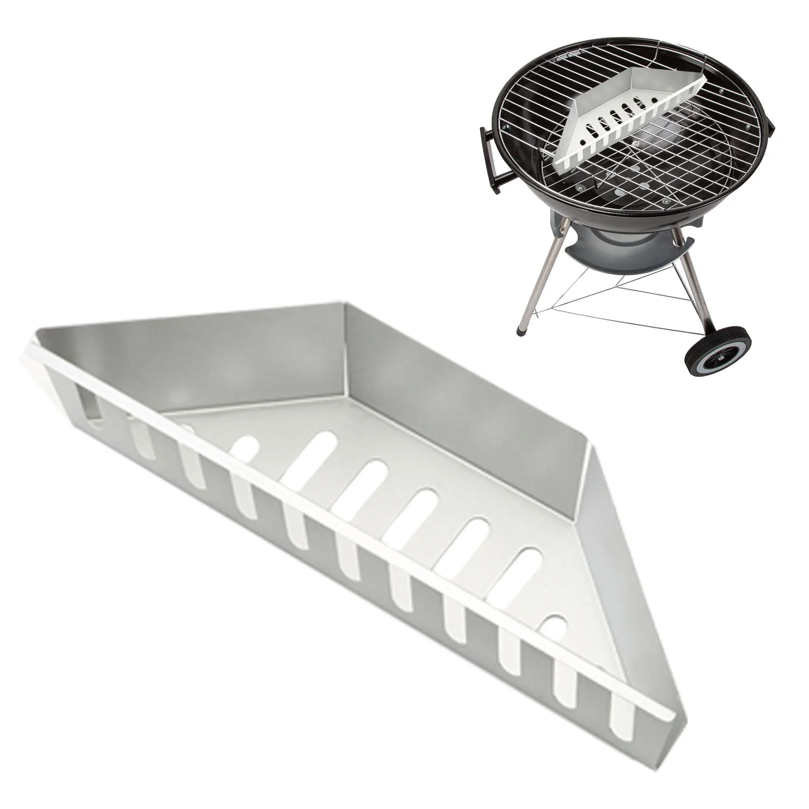 Charcoal Basket Holder Aluminized Charcoal Box Basket For Grilling Barbecue Silver Holder Tray Grilling Accessories