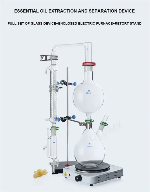 1000ml Essential Oil Distillation Kit With Graham Condenser & Hot Plate – DIY Steam Distiller For Extracting Oils, Herbs, Hydrosols