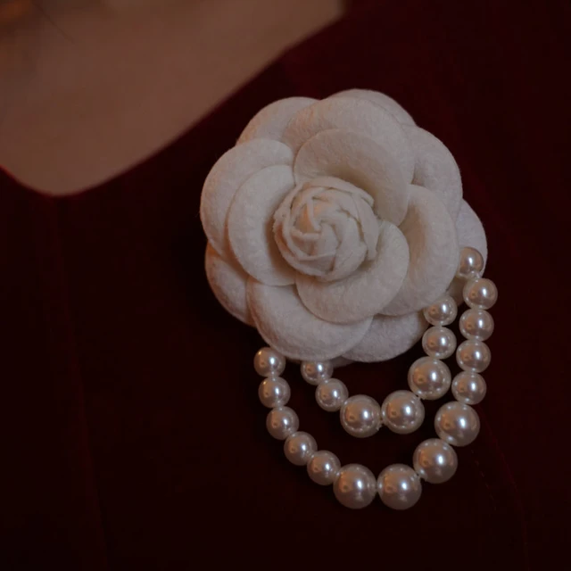 Chanel Camellia Flower Brooch  Silver Camellia Flower Brooch - New Arrival  Pearl - Aliexpress