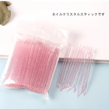 TSZS 1bag Double Side Sticks for Nails Cuticle Pusher Plastic Dotting Pen Manicure Fingernail Care Tools 1